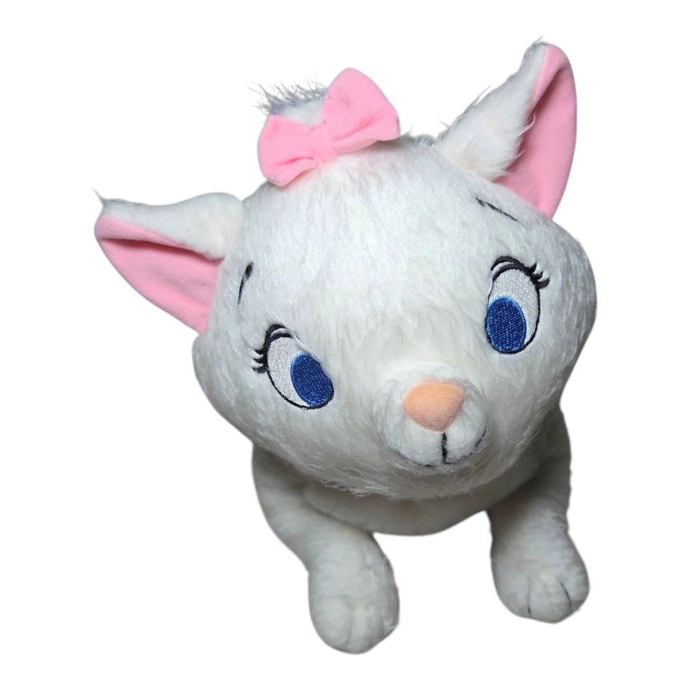 Disney The Aristocats Marie White Cat‎ Plush Pink Bow Blue Eyes Stuffed Animal
